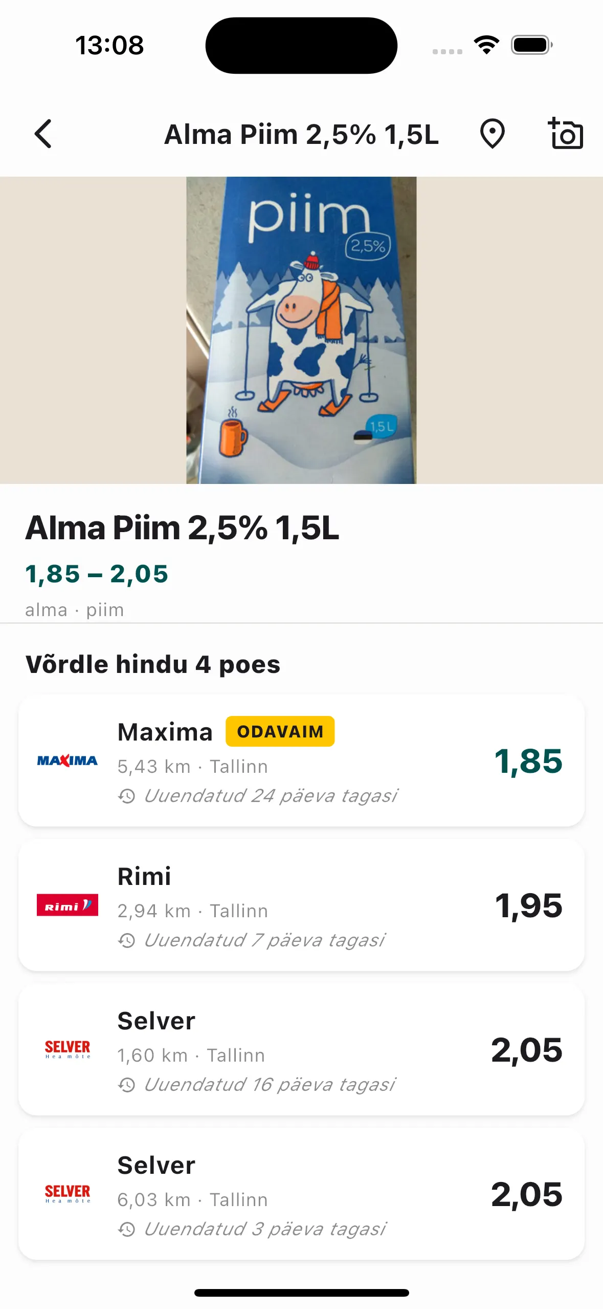 Zeebro rakendus võrdleb ühe toote hindu lähedal asuvates poodides, odavaim ees
