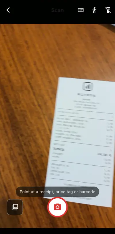 Capturing a receipt with the Zeebro app