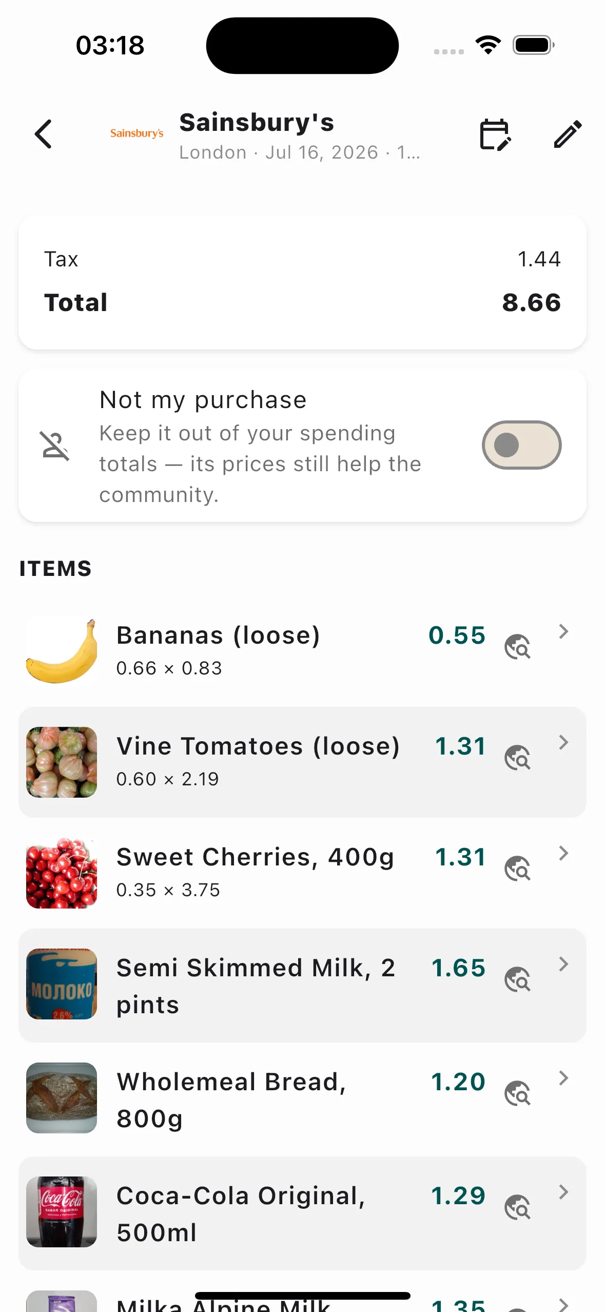 Capturing a receipt with the Zeebro app